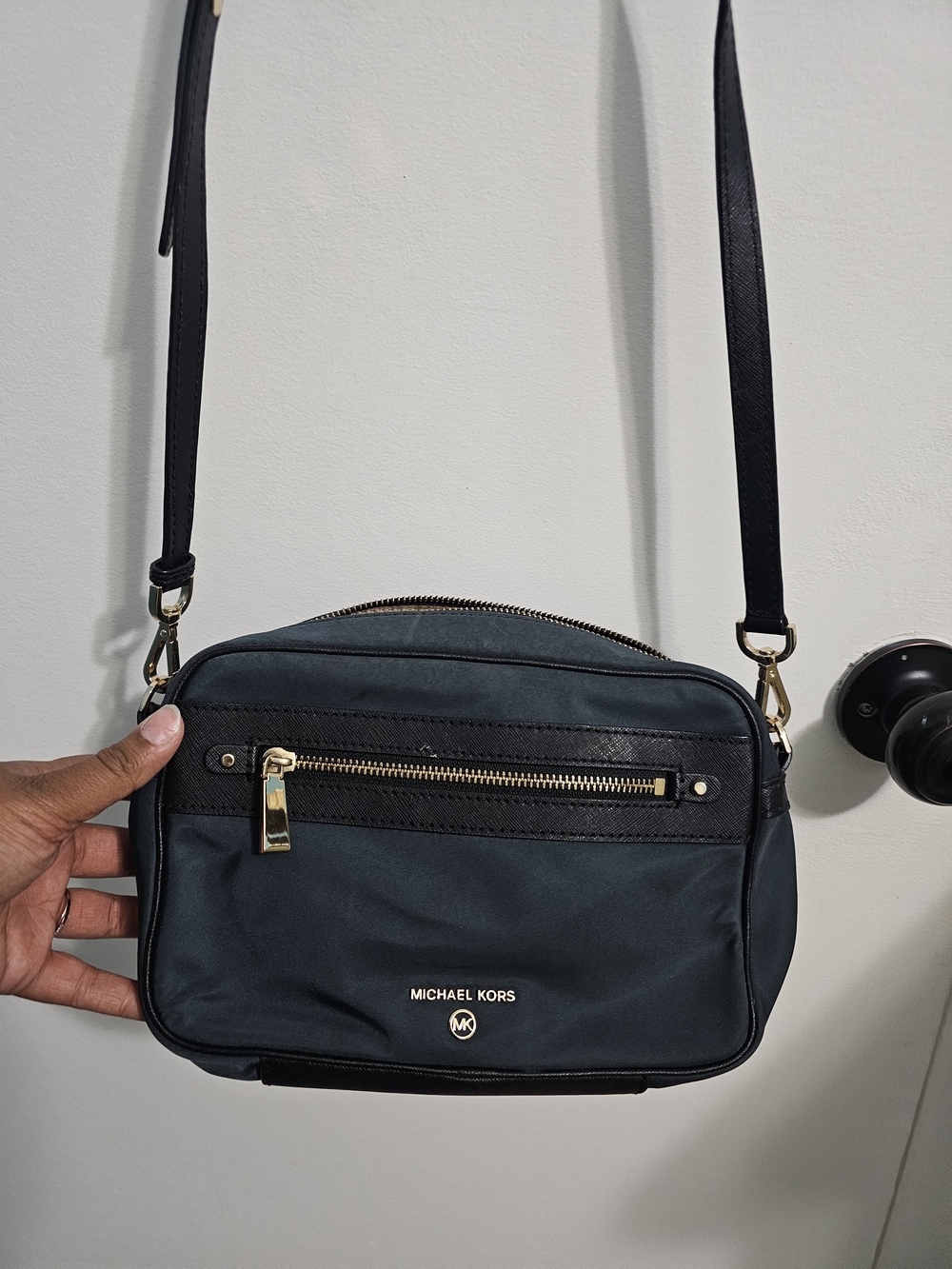 Michael Kors Navy Crossbody Bag with Gold Hardware